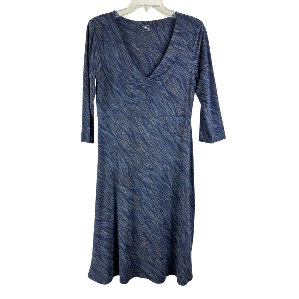 Toad&Co Dress Sz M Navy Print Stretch Athletic Teacher Travel Office Casual